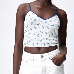 Zara Jacquard Floral Knit Tank Top